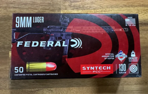 Federal Syntech PCC 9mm Luger Ammunition 130 Grain Total Synthetic Jacket - AE9SJPC1