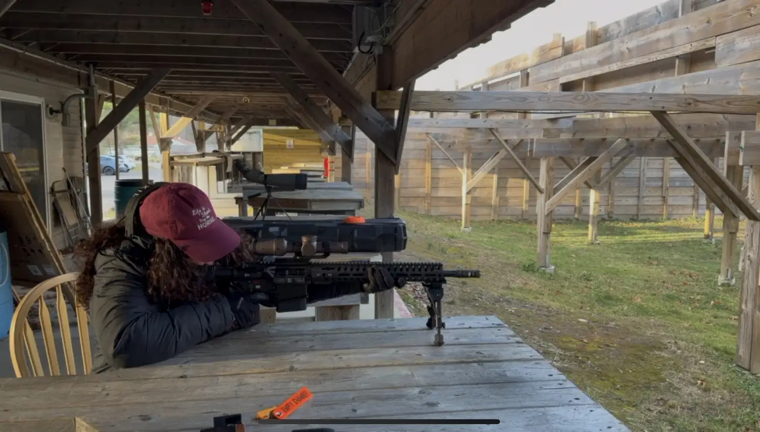 Cathy Aiming Downrange with an AR - CFC Tactical
