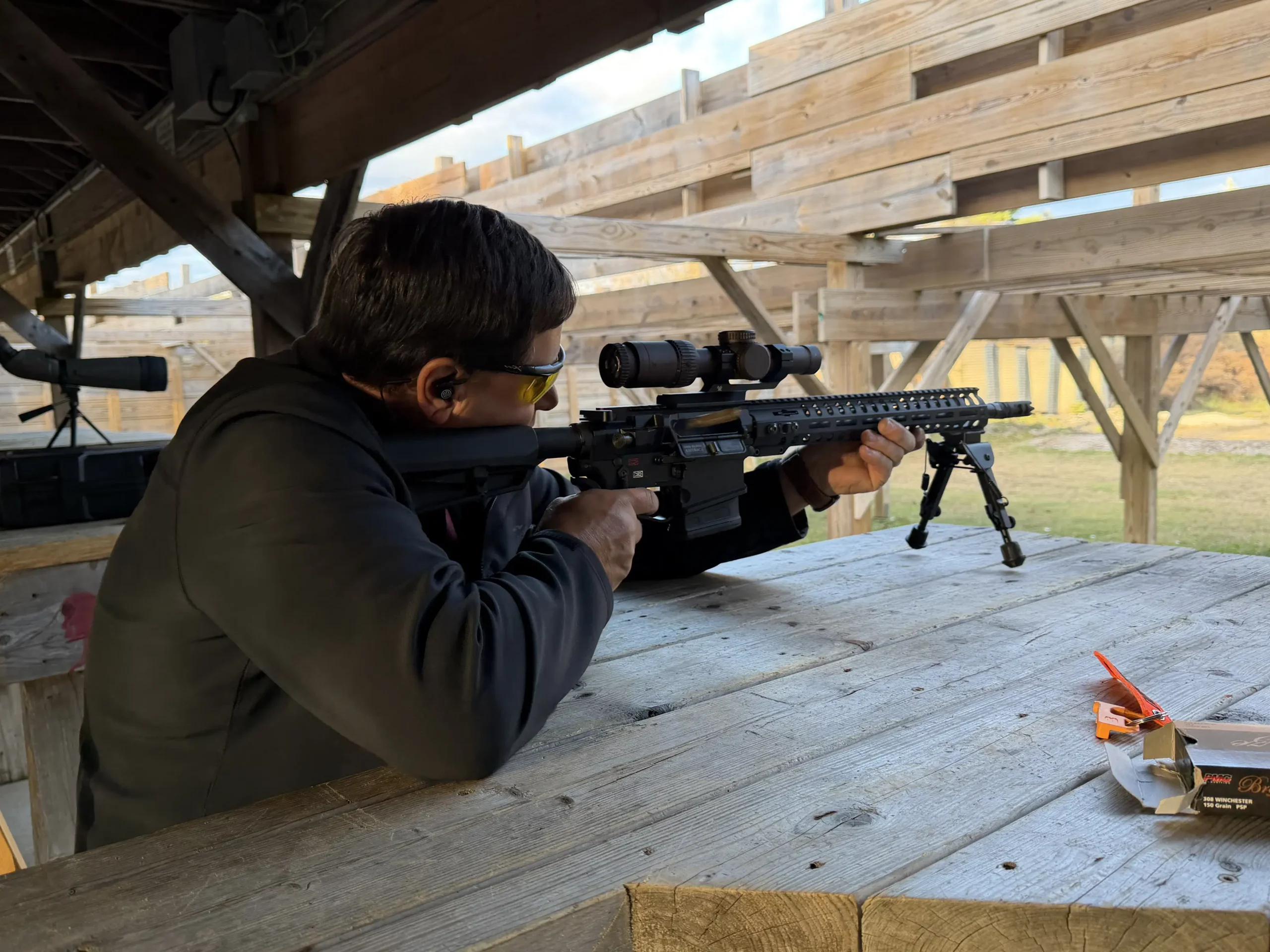 Terry with .308 AR-15 Aiming downrange - CFC Tactical