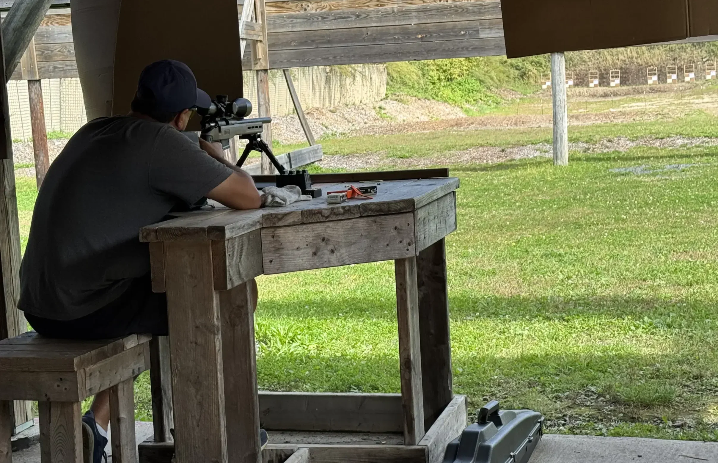 Terry with .22 Rifle Aiming downrange